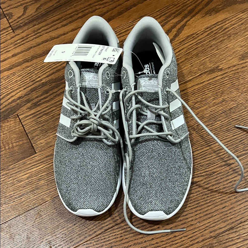 Adidas Heather Gray Sneakers with White Accents